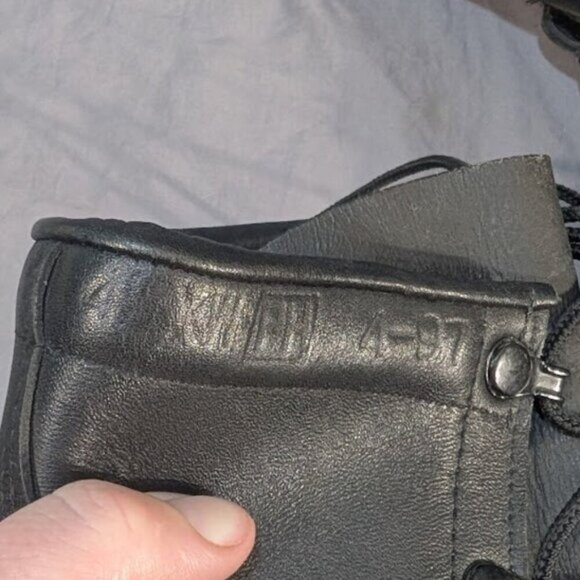 Black Leather Military Combat Lace Up Boots Size 4.5 - Picture 8 of 11